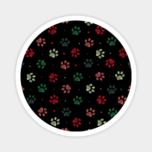 Christmas colored paw prints Magnet